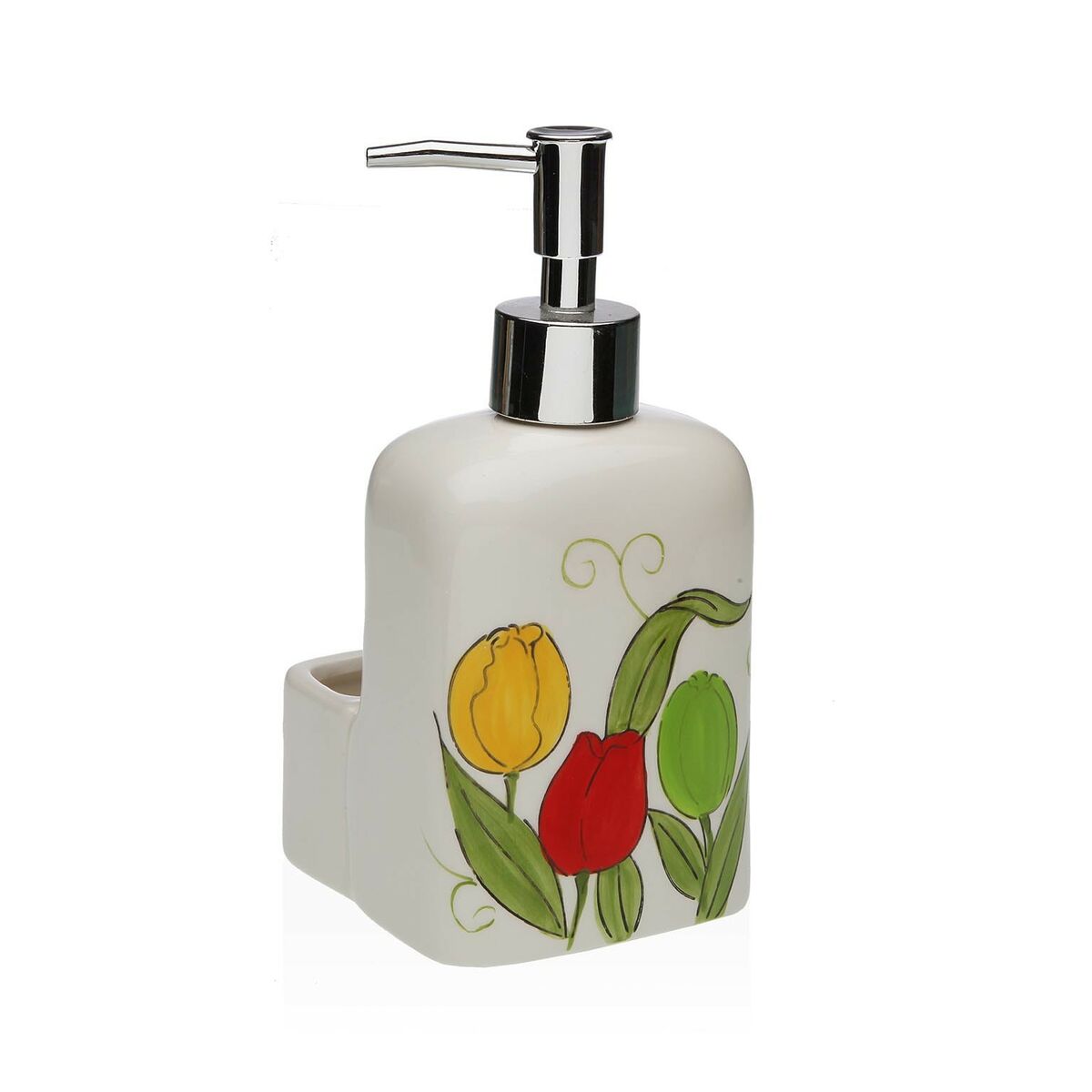 Sæbedispenser Versa Keramik ABS Dolomite Tulipan 9 x 18,5 x 8 cm